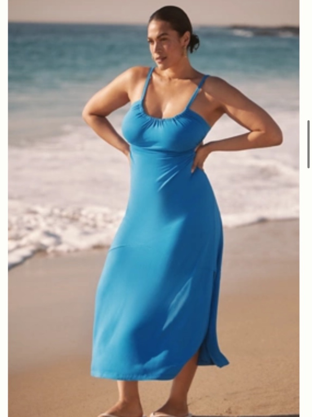 Anthropologie Celandine Ruched Open-Back Halter Midi Dress Cobalt Blue NWT